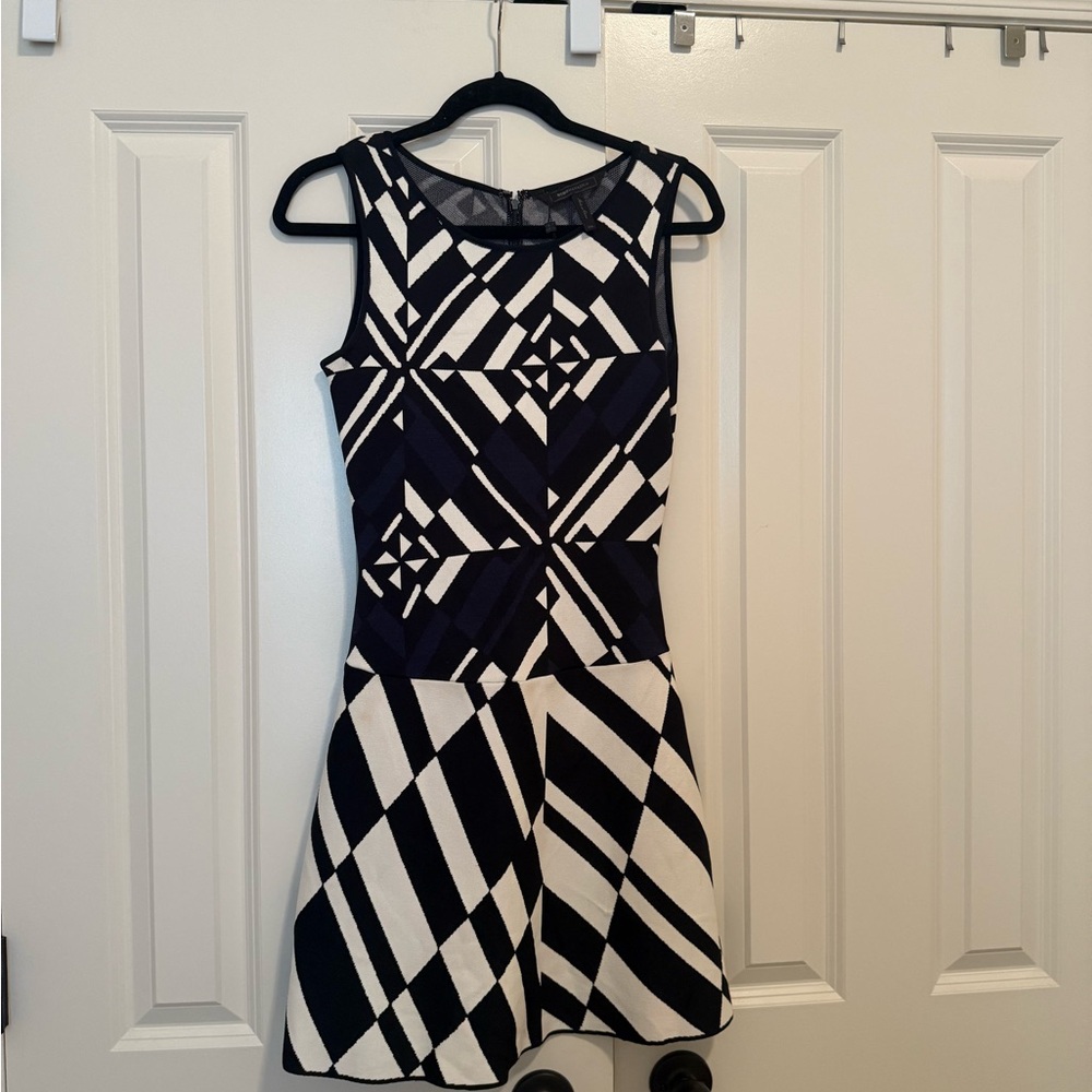 BCBGMaxAzria Black and White Patterned Mini Dress